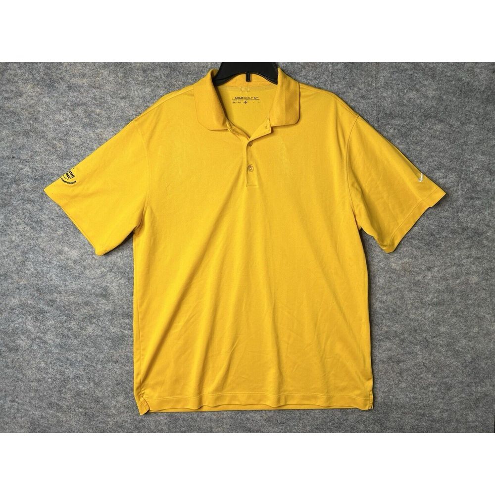 Nike Shirt Mens Large Yellow Polo Golf Lightweight Dri-Fit Casual Short Sleeve